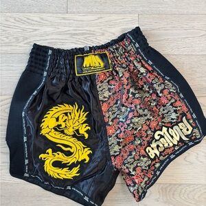 Muay Thai Black and Gold Dragon Men Shorts